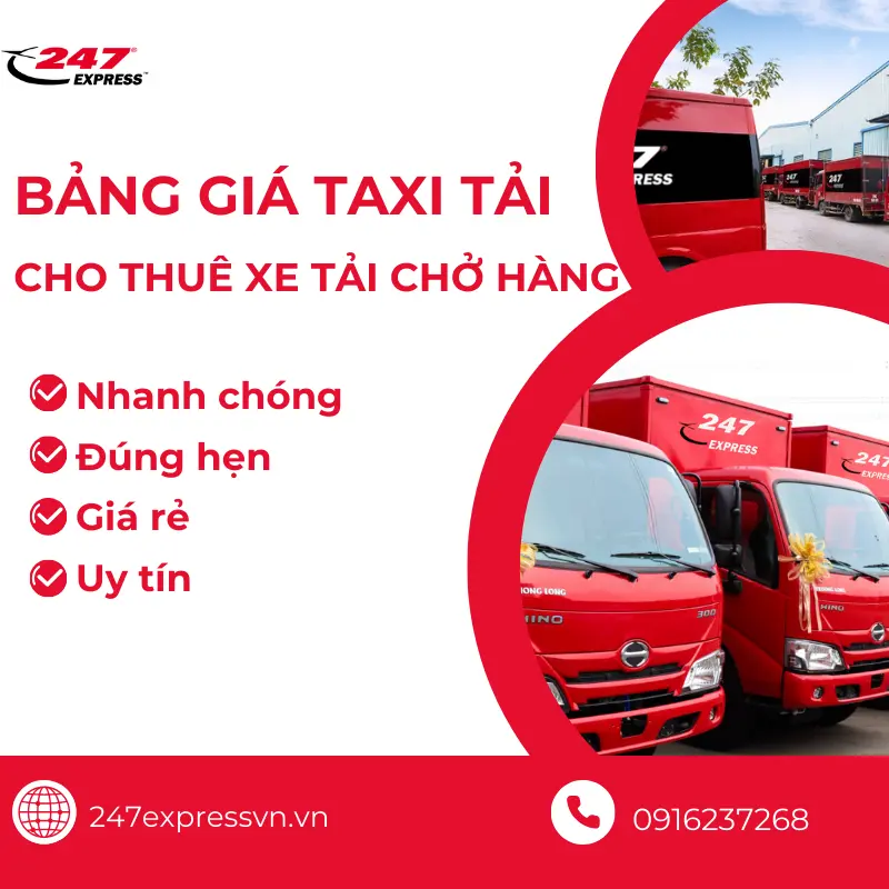 Cước phí thuê xe taxi tải chở hàng tại Chuyển Nhà 247