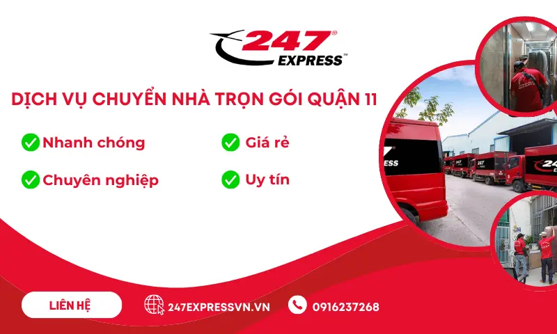 Dịch vụ chuyển nhà trọn gói Quận 11 của Chuyển Nhà 247 mang lại sự hài lòng của nhiều khách hàng bởi chất lượng dịch vụ chuyên nghiệp