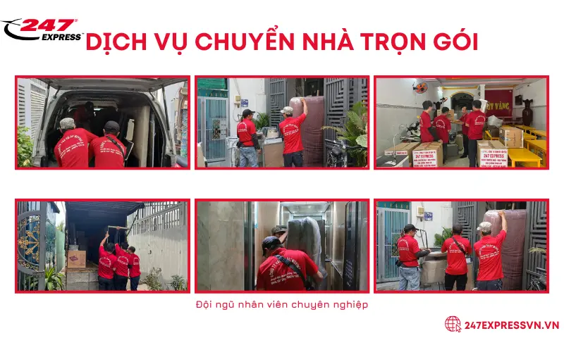 Nhân viên Chuyển Nhà 247 đang vận chuyển nhà cho khách hàng tại quận Bình Tân